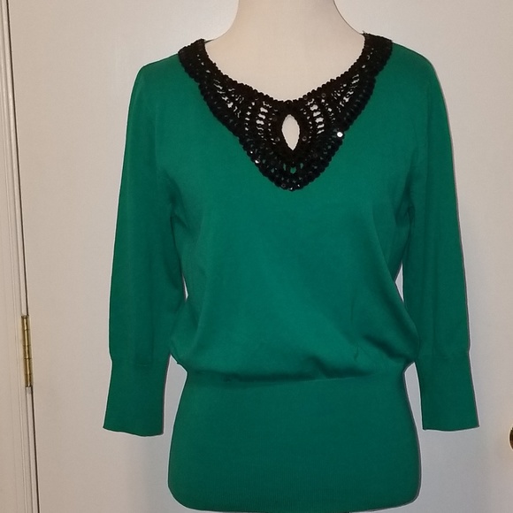 NWT AUGUST SILK GREEN 3/4 SLEEVE TOP - Picture 2 of 7